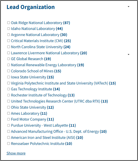 Lead organization